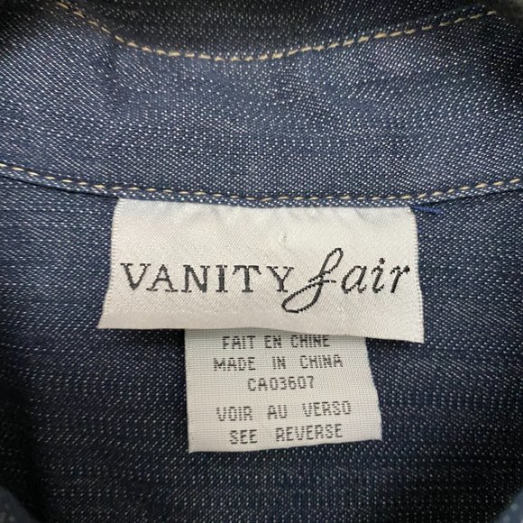 Coastal Grandma Vintage Vanity Fair Women Snap Button Shirt Size 16 XL Denim - Picture 6 of 9
